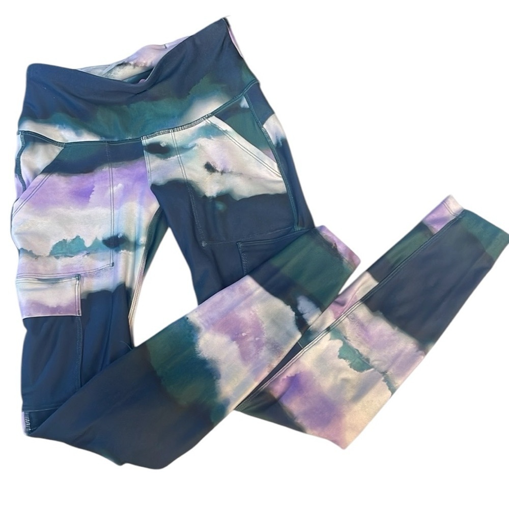 NWT Alpine Design Women's Selina High Rise Tights, black, purple green, size XS